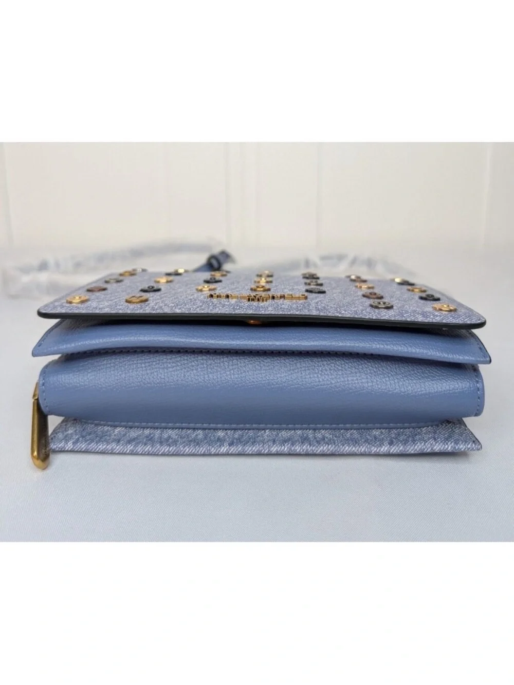 Karl Lagerfeld Light Blue Stud-Embellished Crossbody Bag (Lourdes)